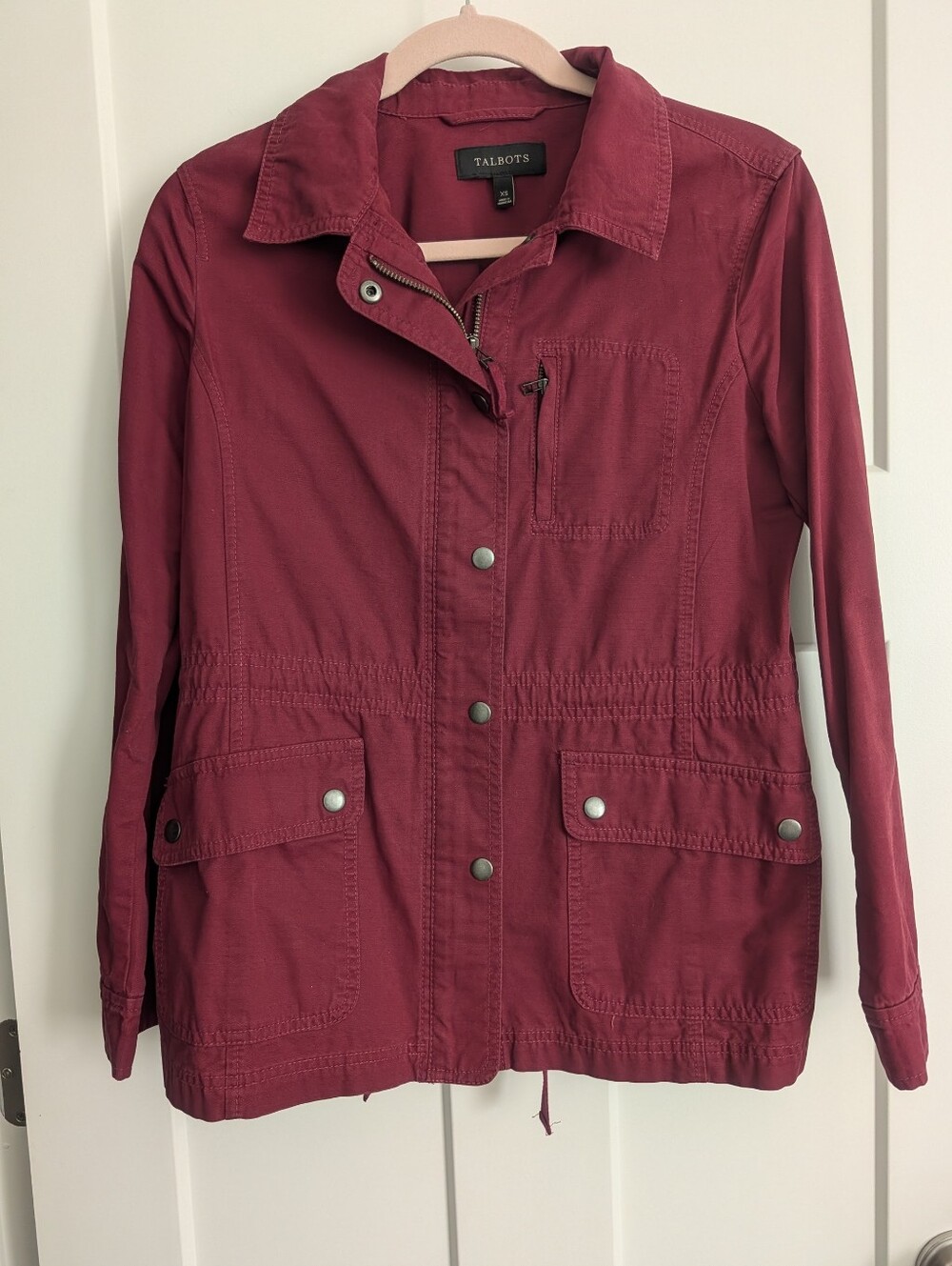 Talbot's Safari Style Burgandy Utility Jacket Size XS